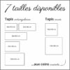 7 tailles disponibles de tapis vinyles, rectangulaires et carré aux coins arrondis