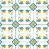 Détail motif carreaux de ciment Tulipes cabochons vert canard jaune - Mon Carré Créatif