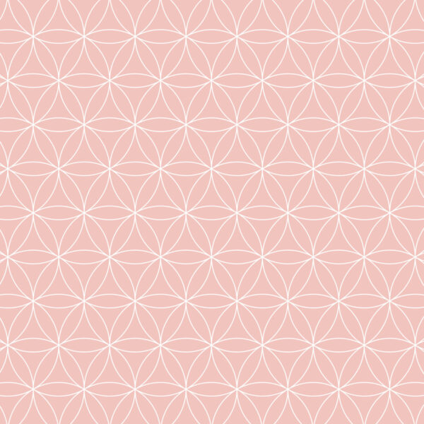 Détail motif géométrique Fleur de vie blanche fond rose poudré - Mon Carré Créatif