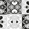 Détail motif carreaux de ciment Duos de cœurs noir blanc gris - Mon Carré Créatif