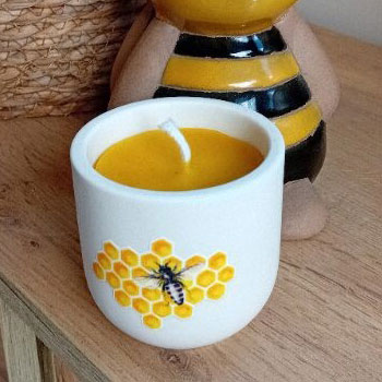 Focus Stéphane Augeard Apiculteur - Création d'un pot de bougie Abeille sur alvéoles, signée Mon Carré Créatif