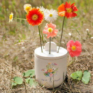 Pot de senteur fait main, illustration Bouquet romantique ton pastel, double usage vase décoration - Mon carré créatif