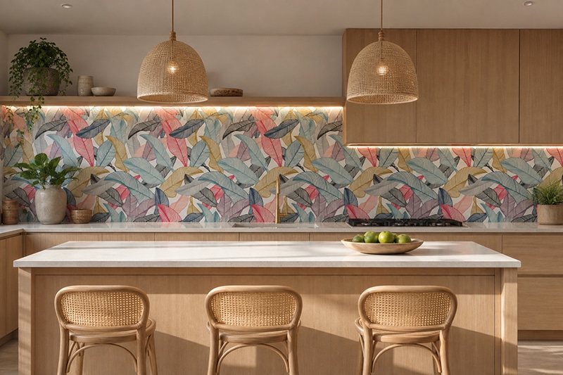 Crédence adhésive végétale exotique Méli Mélo Multicolore - Création déco Mon Carré Créatif